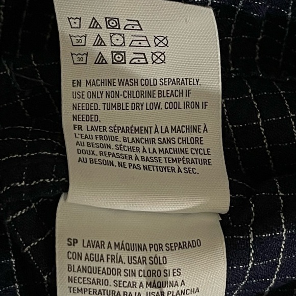 American Eagle sz med mens button down navy windowpane check Premium Indigo - Picture 11 of 12